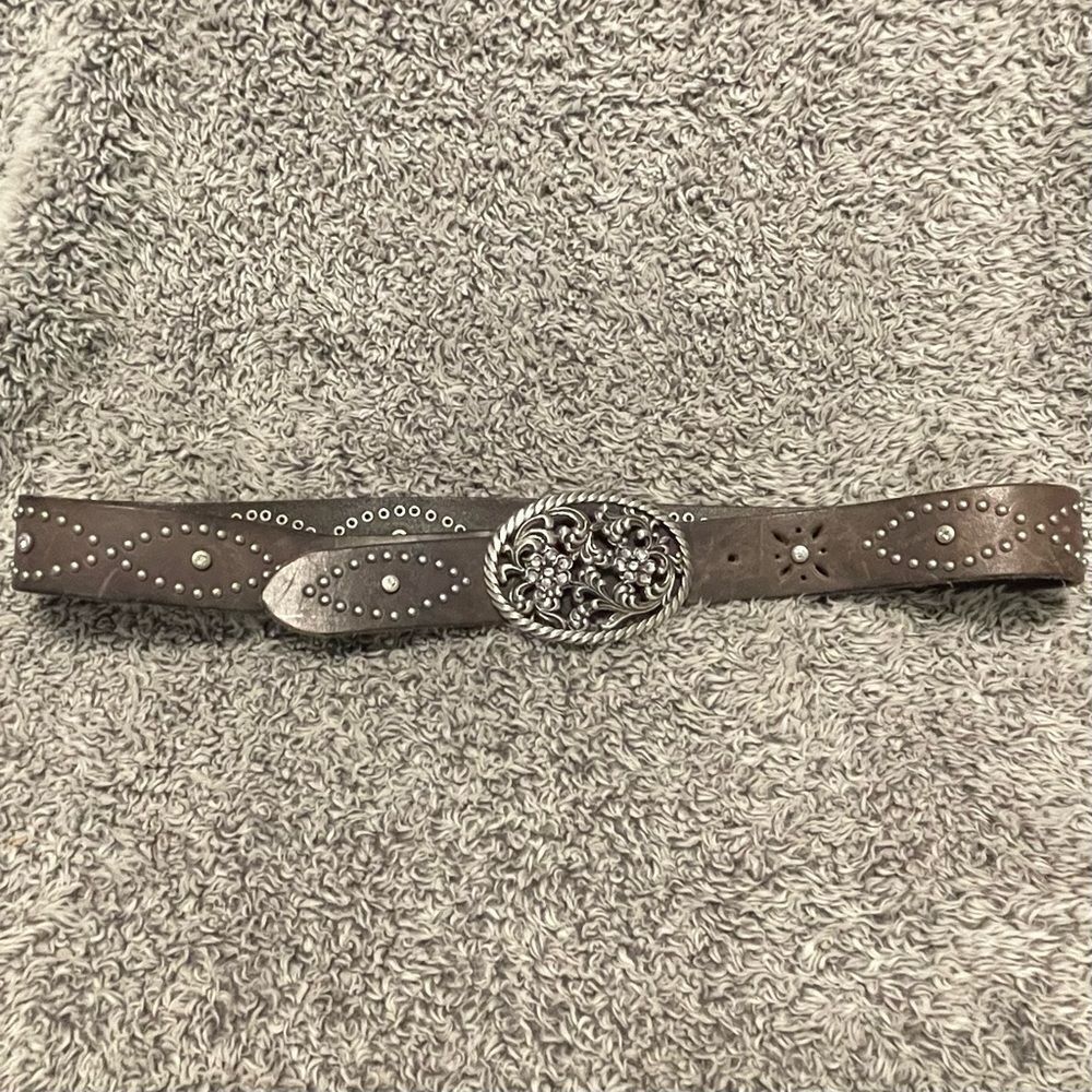 Blue Genie Leather Rhinestone Studded Belt